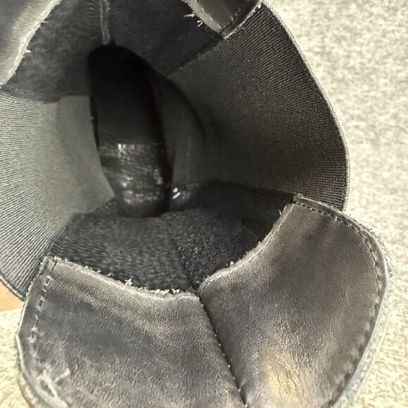 ✅Emanuele Crasto Boots Women's 39/8.5 Chunky Heel Mid Calf Grey Pull On Leather - Picture 4 of 11